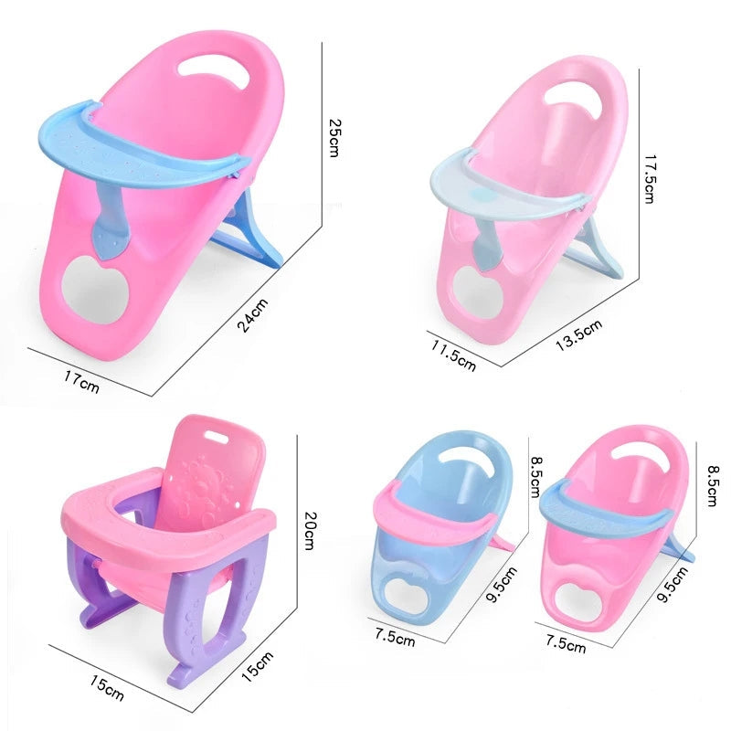 12" My First Baby Doll 15 Pcs Play Set With High Chair, Dollhouse Decoration, Compact Design, Safe for Ages 5+