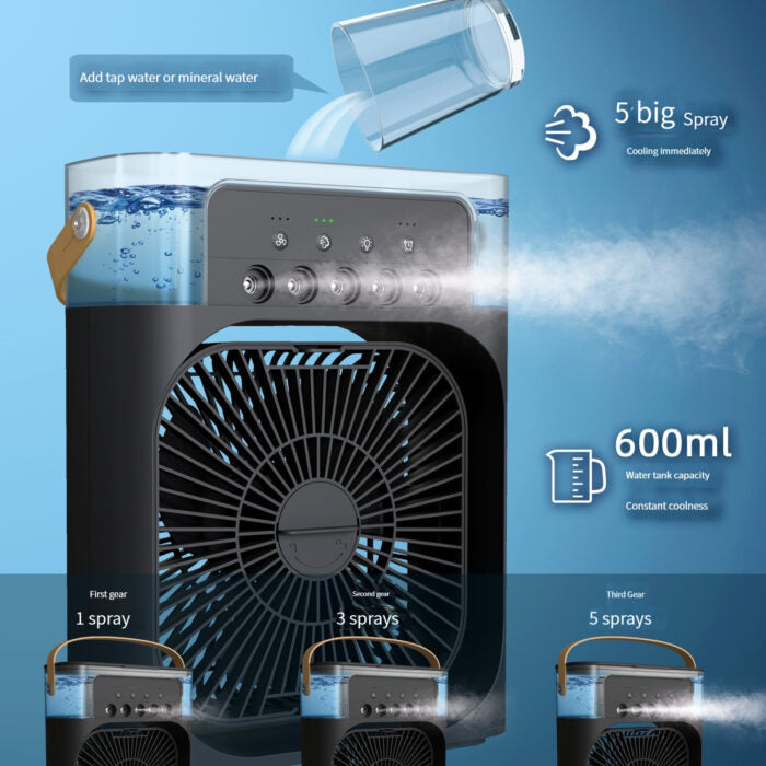 Compact Portable USB Misting Fan with Silent Cooling Spray