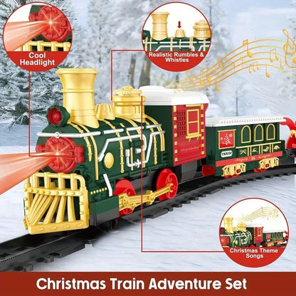 13 Piece Classic Toy Train Set for Kids with Headlight Smoke Realistic Sounds 3 Car Carriage 11 Feet Track Kids Toys Perfect Christmas Gift