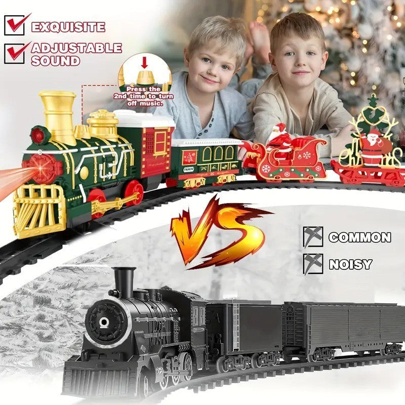 13 Piece Classic Toy Train Set for Kids with Headlight Smoke Realistic Sounds 3 Car Carriage 11 Feet Track Kids Toys Perfect Christmas Gift