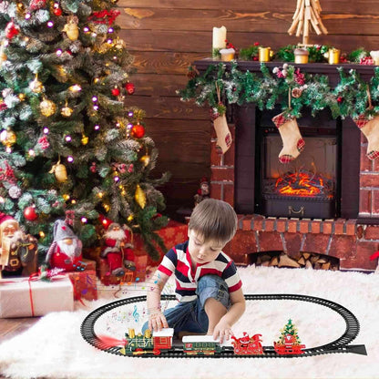 13 Piece Classic Toy Train Set for Kids with Headlight Smoke Realistic Sounds 3 Car Carriage 11 Feet Track Kids Toys Perfect Christmas Gift