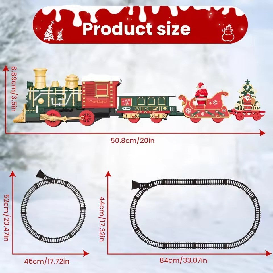13 Piece Classic Toy Train Set for Kids with Headlight Smoke Realistic Sounds 3 Car Carriage 11 Feet Track Kids Toys Perfect Christmas Gift