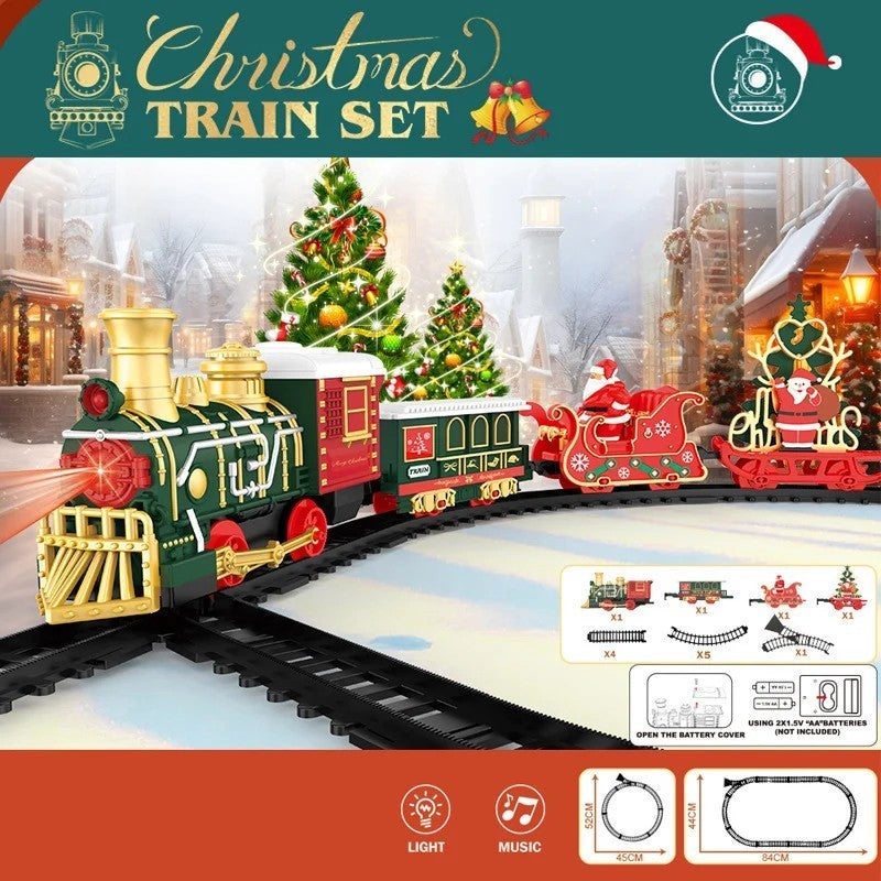 13 Piece Classic Toy Train Set for Kids with Headlight Smoke Realistic Sounds 3 Car Carriage 11 Feet Track Kids Toys Perfect Christmas Gift