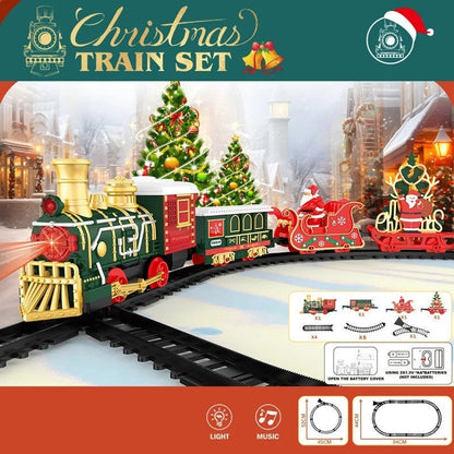 13 Piece Classic Toy Train Set for Kids with Headlight Smoke Realistic Sounds 3 Car Carriage 11 Feet Track Kids Toys Perfect Christmas Gift