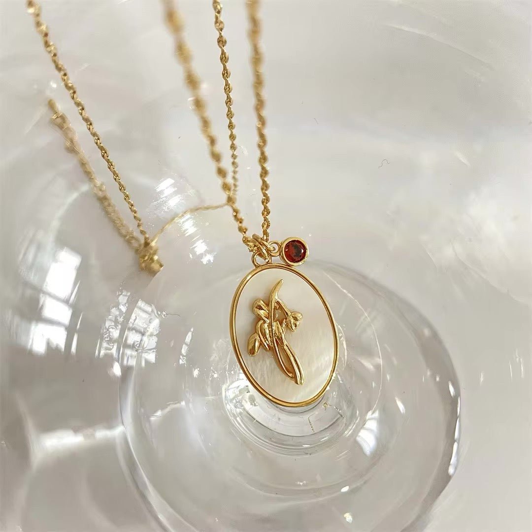 Delicate Birthstone Flower Pendant Necklace 14k Gold