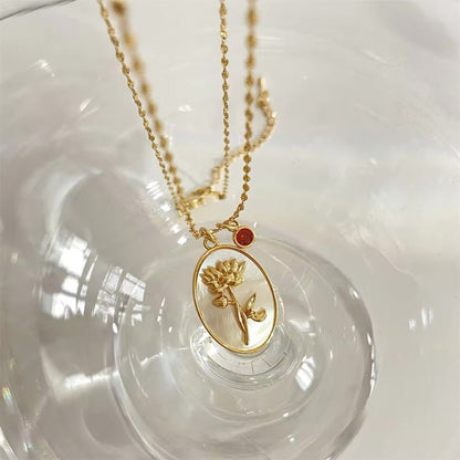 Delicate Birthstone Flower Pendant Necklace 14k Gold - Halri