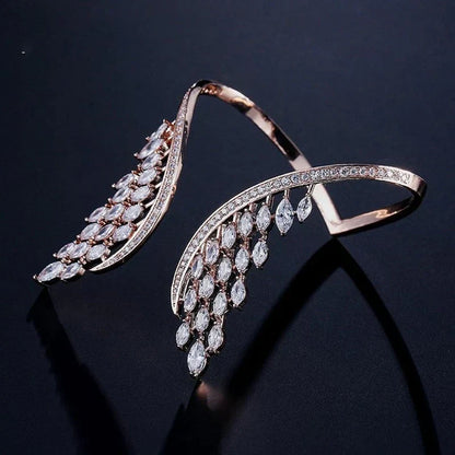 Delicate Wing Shaped Ring and Bangle Set