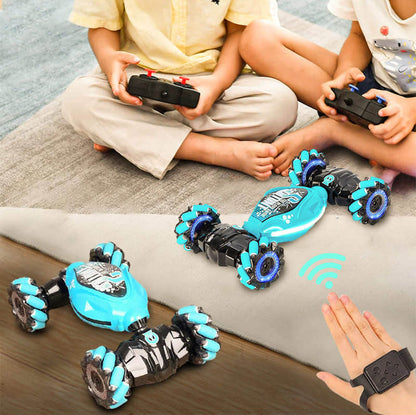 Fun Remote Control Car with LED Lights and Stunt Action