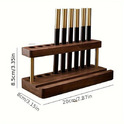 Premium Wooden Desk Organizer with Gold Accents