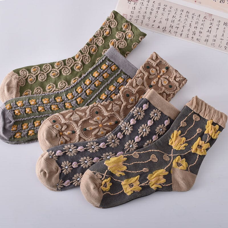 Colorful Women's Flower Pattern Socks (10 Pack)