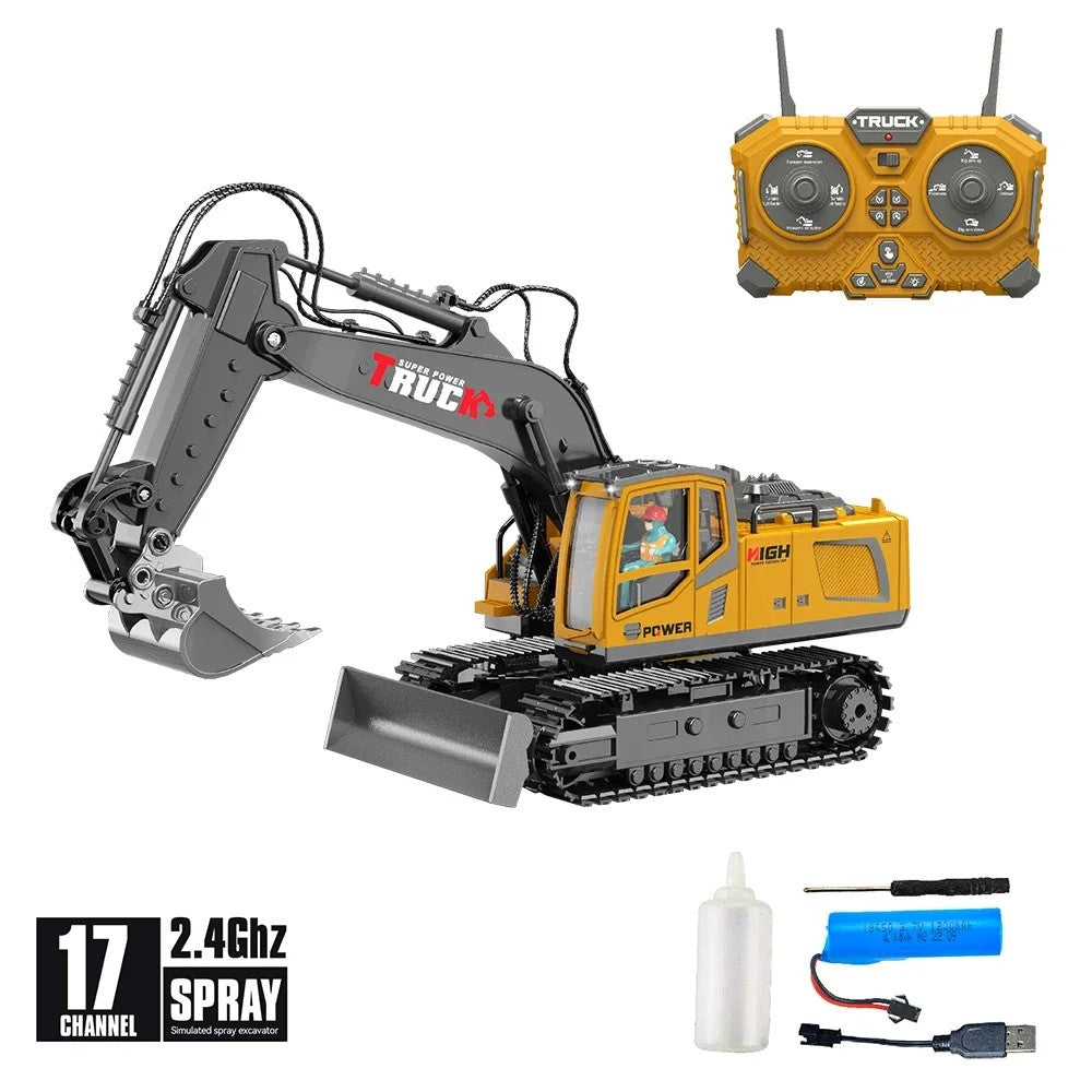 17 Channel Remote Control Fork and Bucket Excavator Construction with Realistic Features Great for Kids and Adults Perfect Christmas Gift
