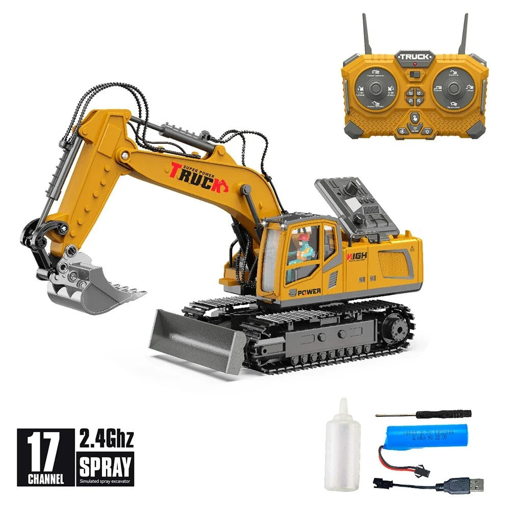 17 Channel Remote Control Fork and Bucket Excavator Construction with Realistic Features Great for Kids and Adults Perfect Christmas Gift