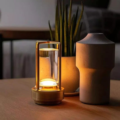 Battery Powered Glass Table Lamp – Compact Soft Lighting - Halri