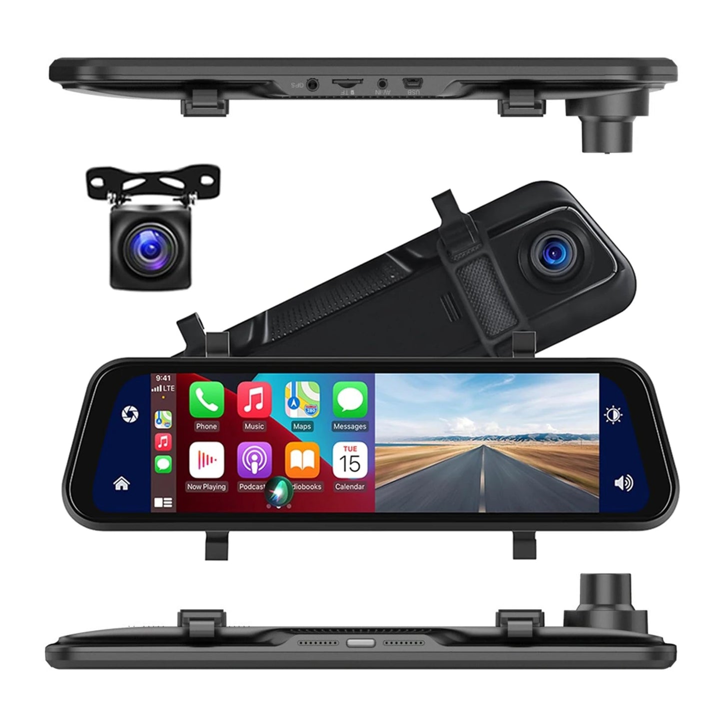 HD Smart Rearview Mirror Dash Camera with Wi-Fi Connectivity