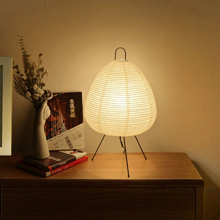 Asian Style Rice Paper Table Light Warm Glow Lamp