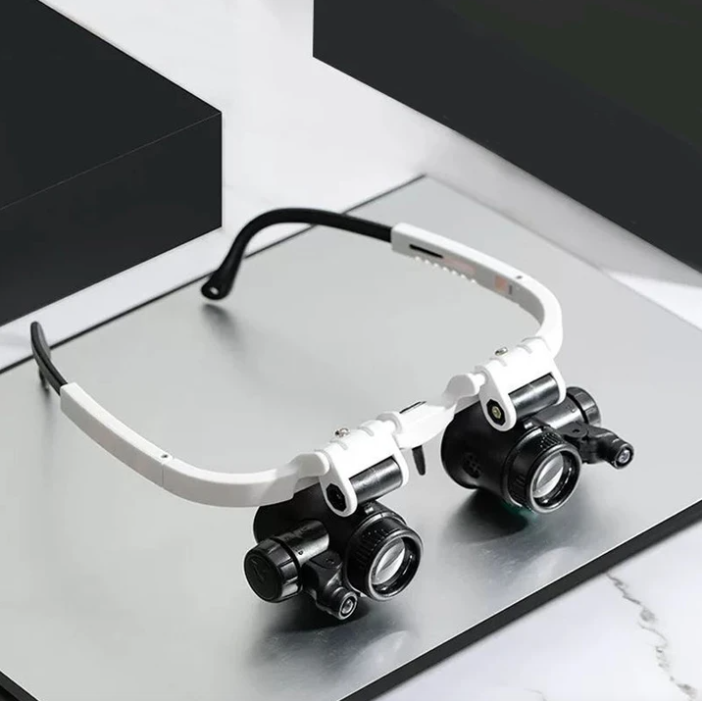 LED Adjustable Magnifier Headband With Swappable Lenses - Halri