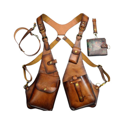 Vintage Leather Crossbody Satchel Bag