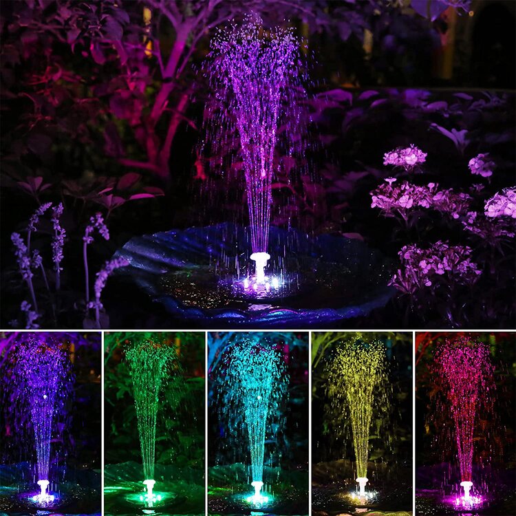 Solar Powered Fountain Pump with LED Light Show - Halri