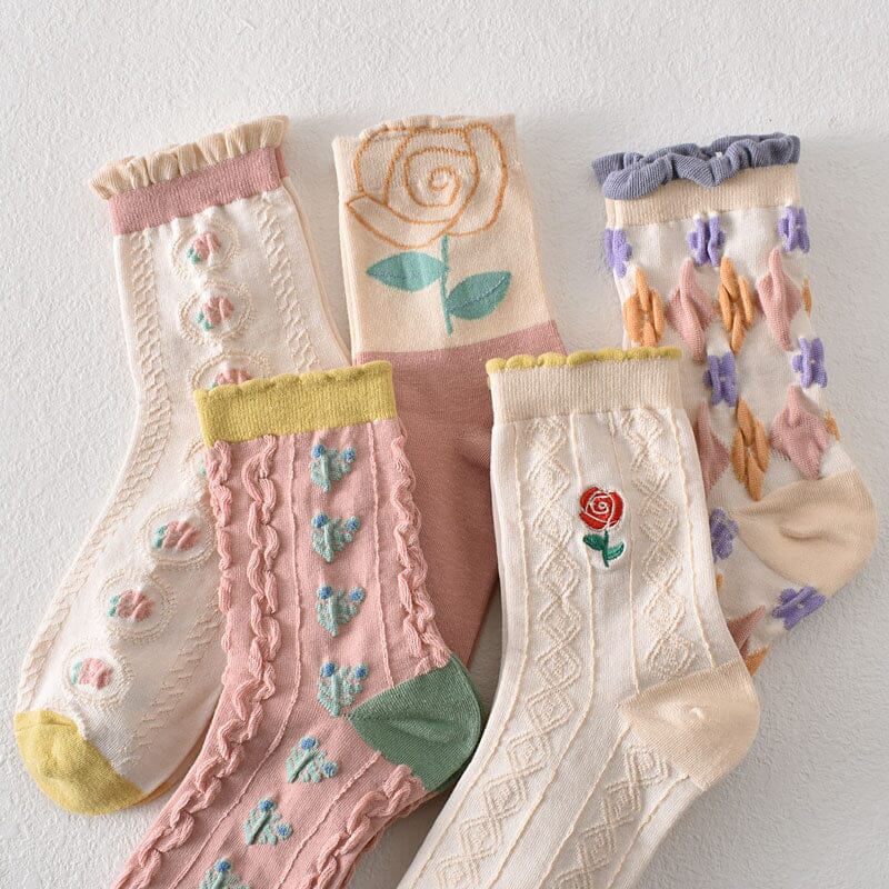 Colorful Women's Flower Pattern Socks (10 Pack)