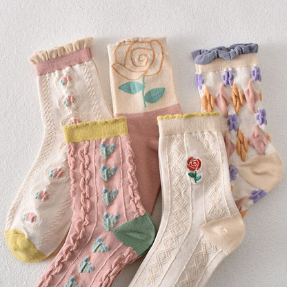 Colorful Women's Flower Pattern Socks (10 Pack)