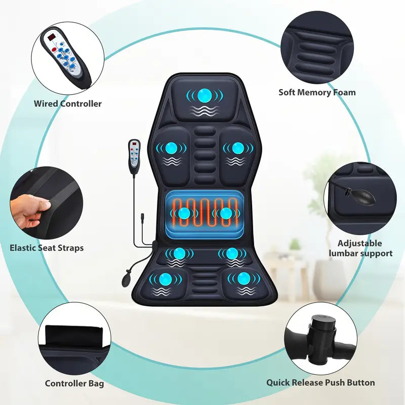 Heated Back Massager Pad, Shiatsu Deep Knead Massage Chair
