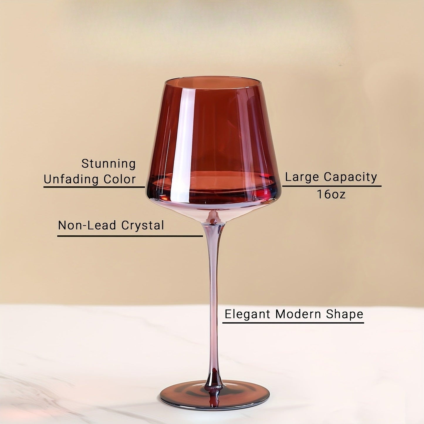 Colorful Crystal Wine Glass Set - 6 Piece Luxury Glasses