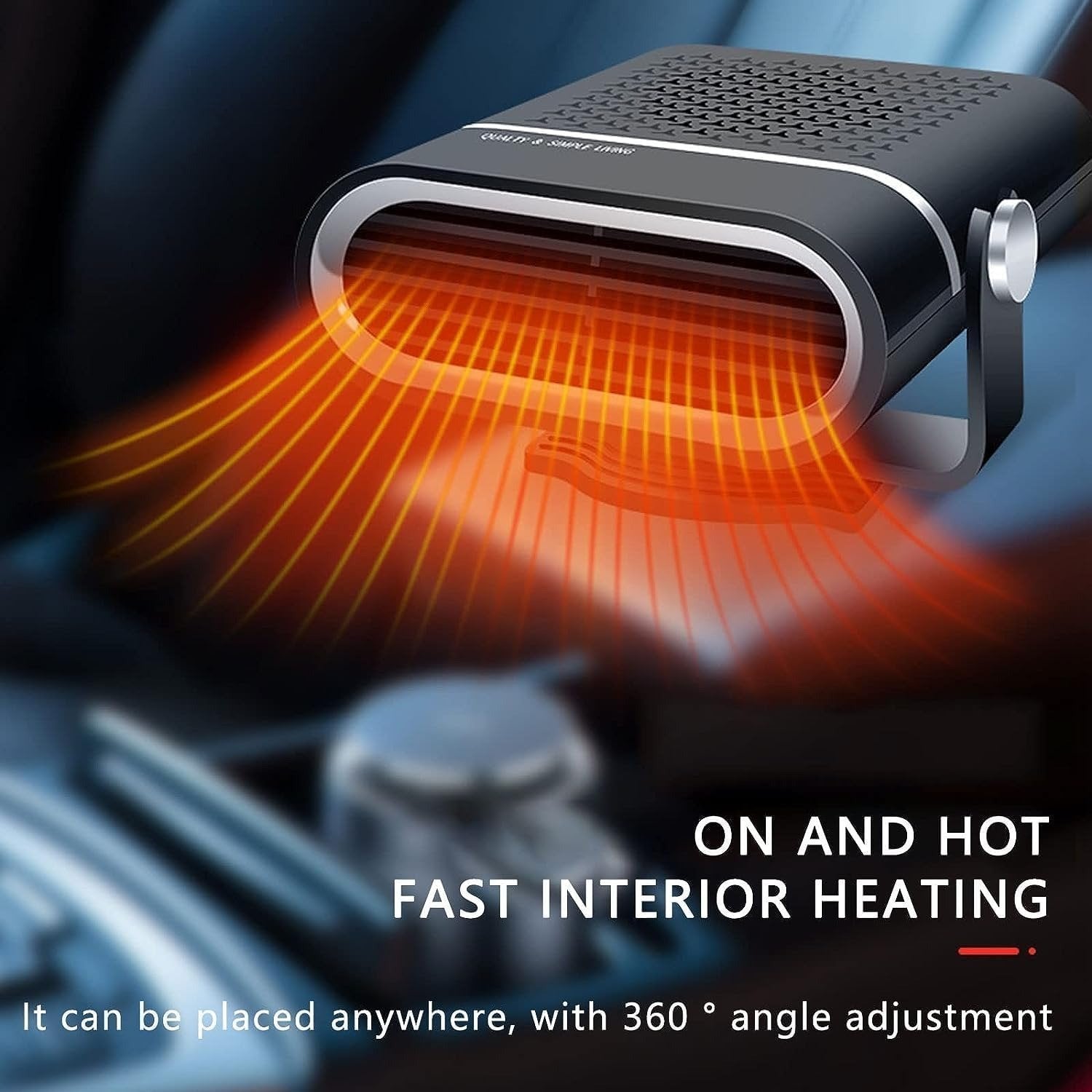 2-in-1 Portable Car Heater With 360° Rotation, Dual Hot & Cool Modes, Fog & Ice Removal
