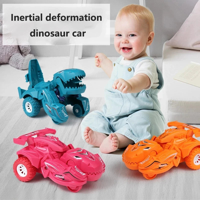 2-in-1 Transforming Dinosaur Car with Auto Morphing, Durable Plastic and Bright Colors, Safe for Ages 1+