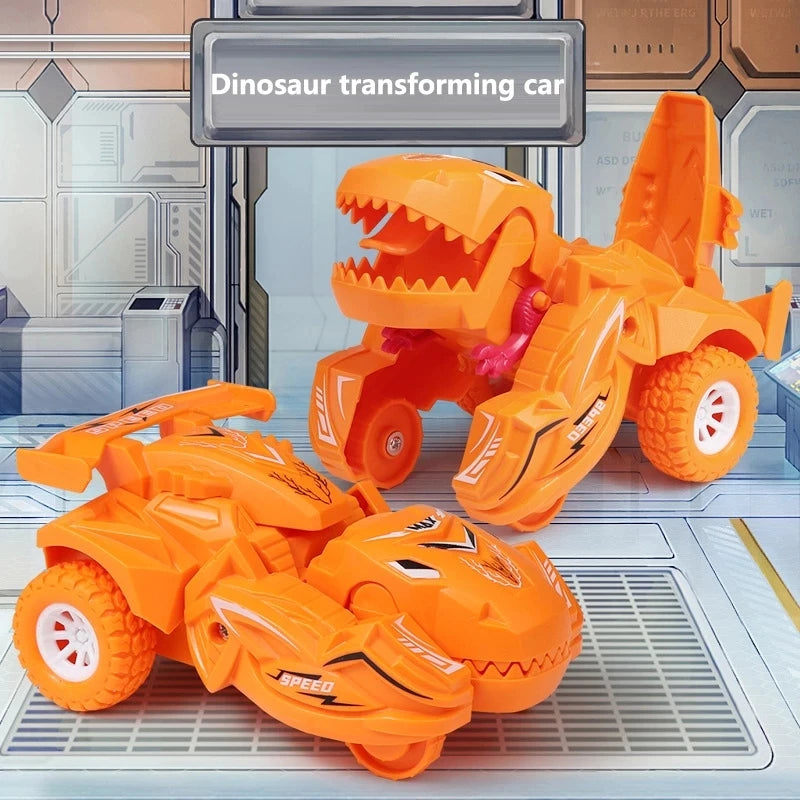 2-in-1 Transforming Dinosaur Car with Auto Morphing, Durable Plastic and Bright Colors, Safe for Ages 1+