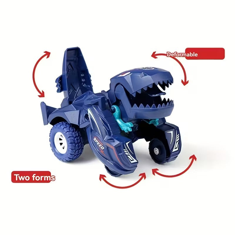 2-in-1 Transforming Dinosaur Car with Auto Morphing, Durable Plastic and Bright Colors, Safe for Ages 1+
