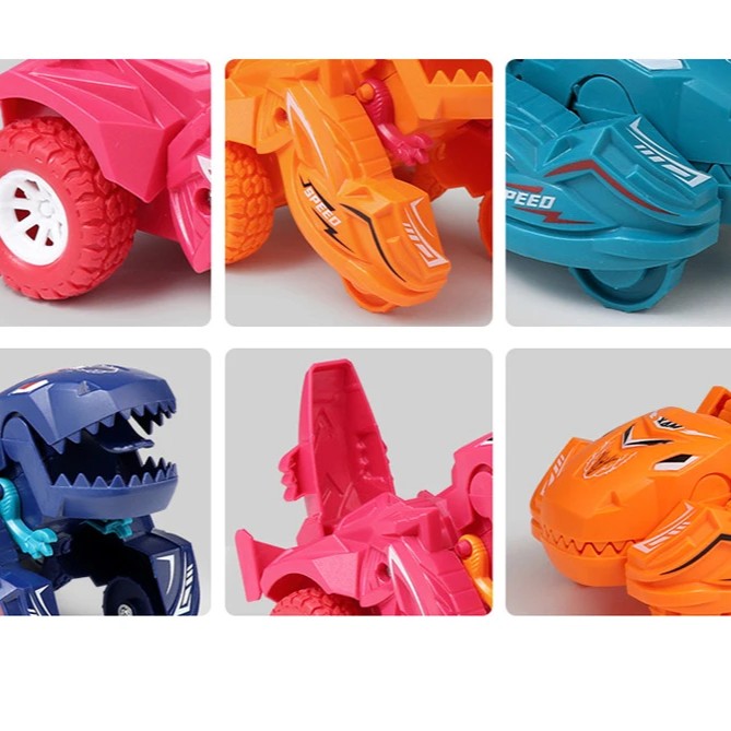 2-in-1 Transforming Dinosaur Car with Auto Morphing, Durable Plastic and Bright Colors, Safe for Ages 1+