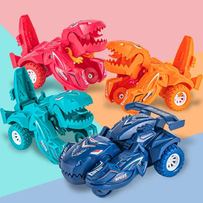 2-in-1 Transforming Dinosaur Car with Auto Morphing, Durable Plastic and Bright Colors, Safe for Ages 1+