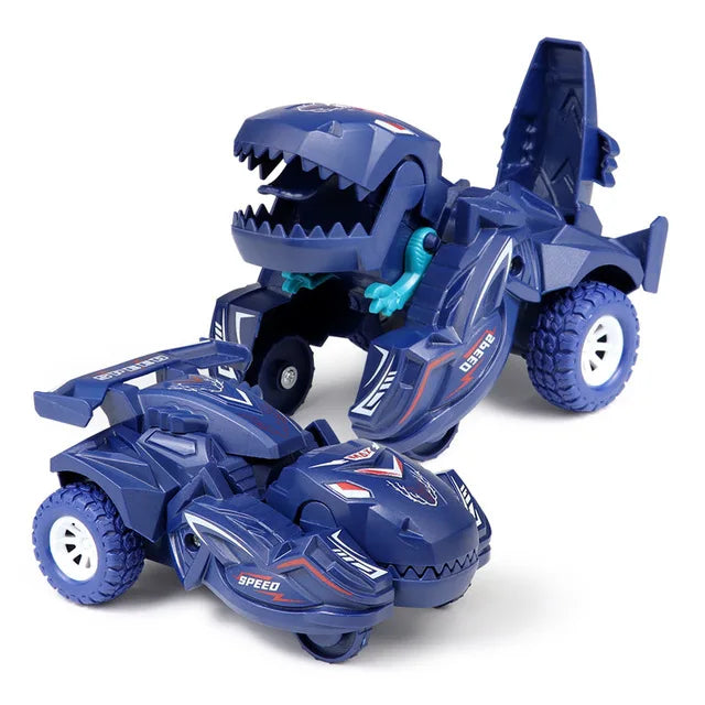 2-in-1 Transforming Dinosaur Car with Auto Morphing, Durable Plastic and Bright Colors, Safe for Ages 1+