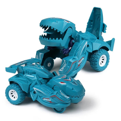 2-in-1 Transforming Dinosaur Car with Auto Morphing, Durable Plastic and Bright Colors, Safe for Ages 1+