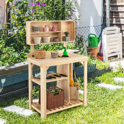 Portable Garden Work Table with Built-in Storage