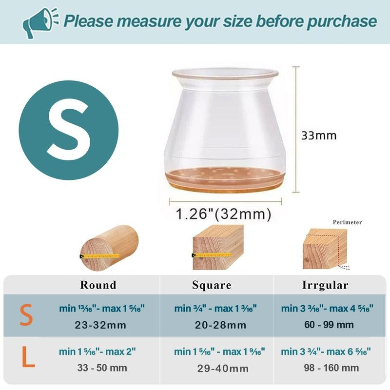 Clear Silicone Furniture Leg Protectors with Felt Bottoms - Halri