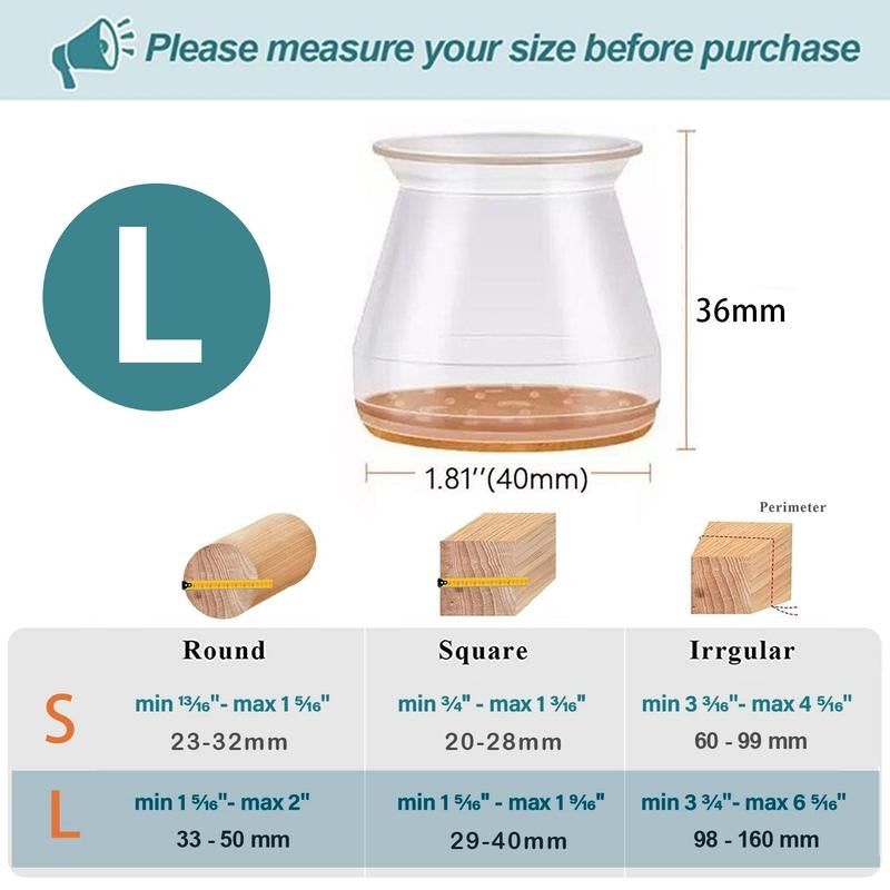 Clear Silicone Furniture Leg Protectors with Felt Bottoms