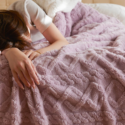 Plush Reversible Fleece Throw Blanket with Soft Texture