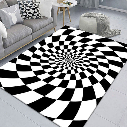 Stylish 3D Pattern Black Synthetic Area Rug