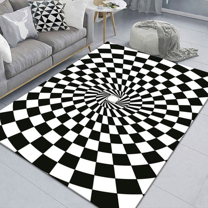 Stylish 3D Pattern Black Synthetic Area Rug