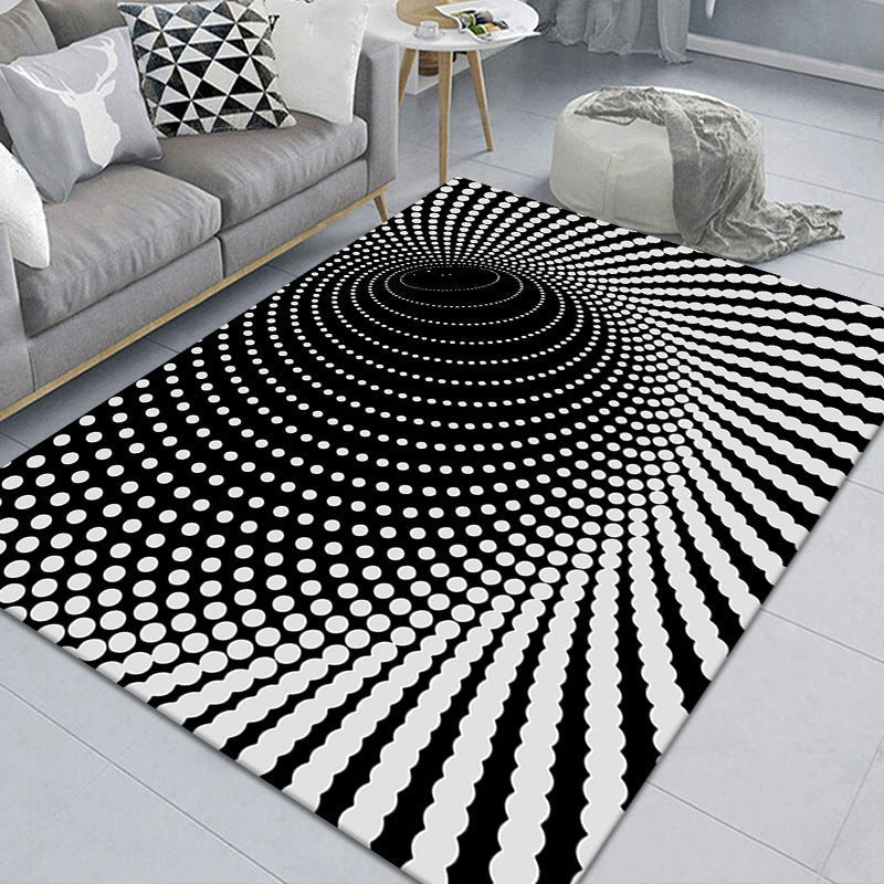 Stylish 3D Pattern Black Synthetic Area Rug