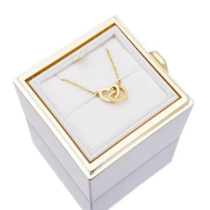 Eternal Rose Jewelry Box with Secret Necklace Inside