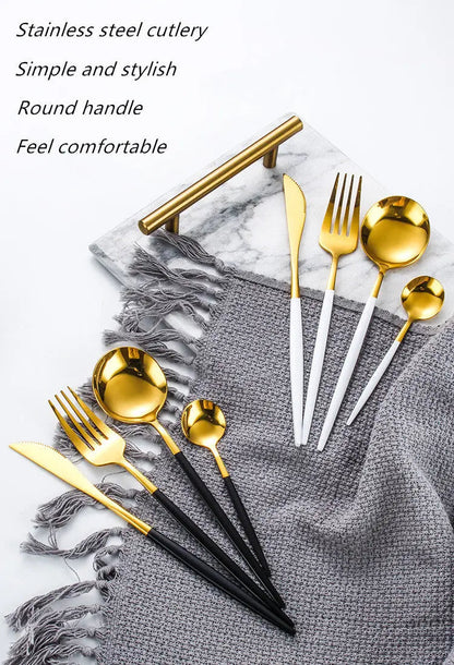 Durable 24pc Silverware Set Stainless Steel Utensils