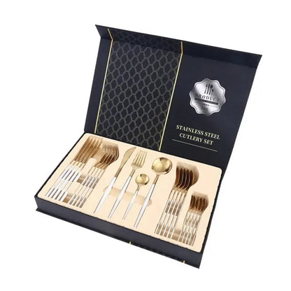 Durable 24pc Silverware Set Stainless Steel Utensils