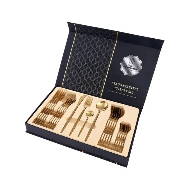 Durable 24pc Silverware Set Stainless Steel Utensils