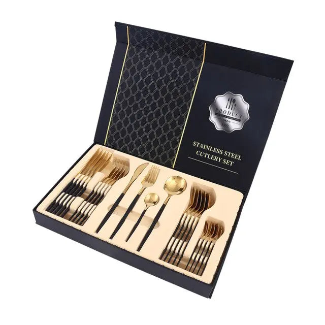 Durable 24pc Silverware Set Stainless Steel Utensils
