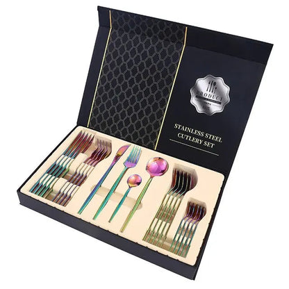 Durable 24pc Silverware Set Stainless Steel Utensils