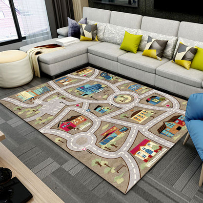 Colorful Kids Car Theme Rug Non-Slip Cotton Area Rug