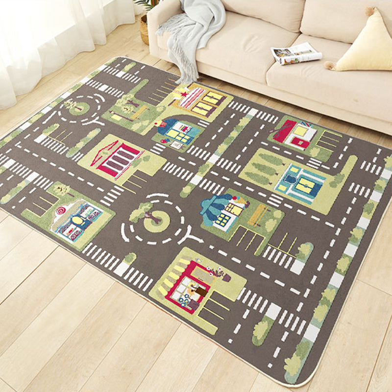 Colorful Kids Car Theme Rug Non-Slip Cotton Area Rug