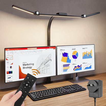 Bright Adjustable 3-Head LED Desk Light with Clamp - Halri